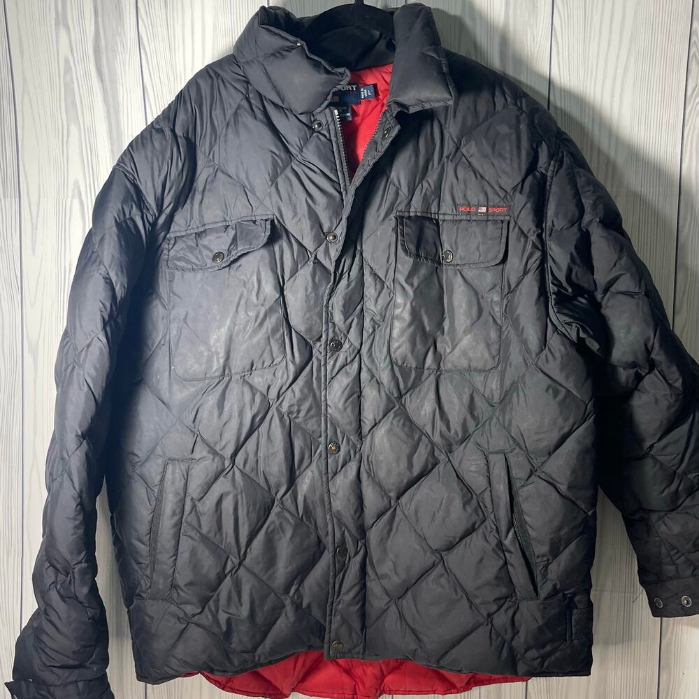 Y2K Vintage Ralph Lauren Polo Puffer Jacket Black Size Large
